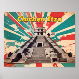 Poster Chichen Itza Mexico Pop Art Viagem