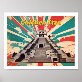 Poster Chichen Itza Mexico Pop Art Viagem