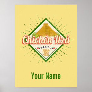 Poster Chichen Itza México Retro Mayan Vintage Yucatan