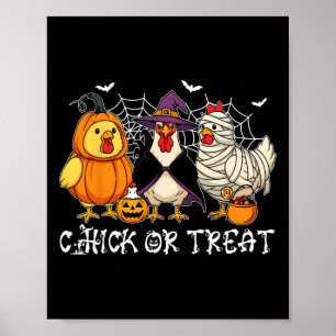 Poster Chick Ou Tratar Funny Halloween Abóbora Fantasma E