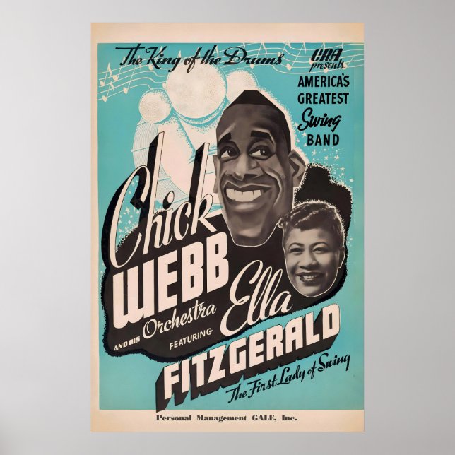 Poster Chick Webb - Ella Fitzgerald - cartaz de jazz - 19 (Frente)