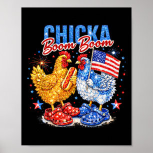 Poster Chicka Boom Boom Frango Patriótico Vermelho Branco