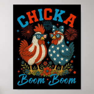 Poster Chicka Boom Boom Galinha Patriótica Engraçada 4 De