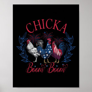 Poster Chicka Boom Boom Galinha Patriótica Engraçada 4 De