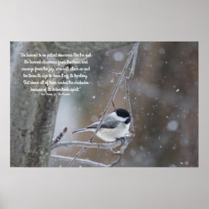 Pôster Chickadee tampado preto na neve - texto removível