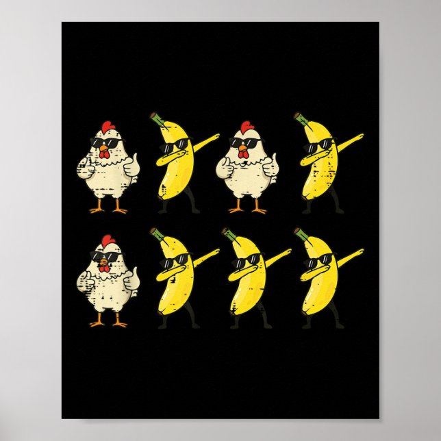 Poster Chicken Banana Dance Dab Funny Dance Homens (Frente)