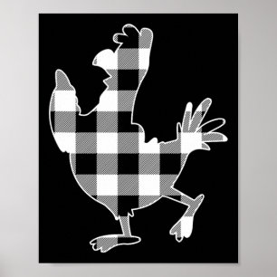 Poster Chicken Black & White Buffalo Xadrez Feliz Chr