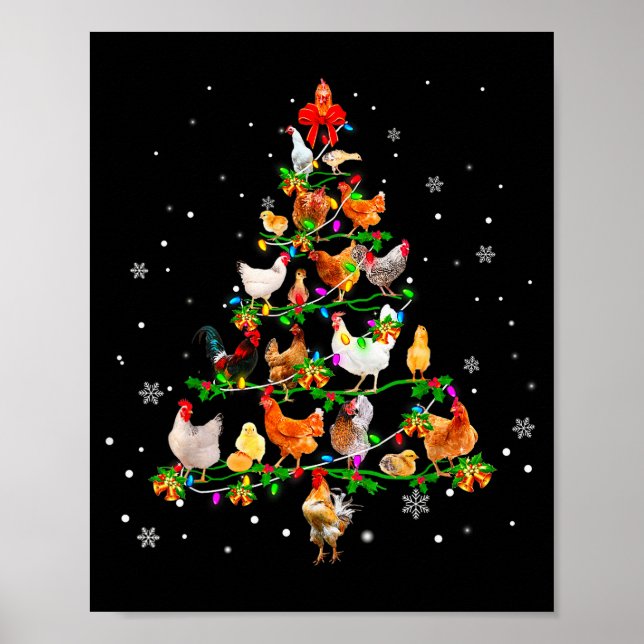 Poster Chicken Christmas Tree Ornament Decor Xmas  (Frente)