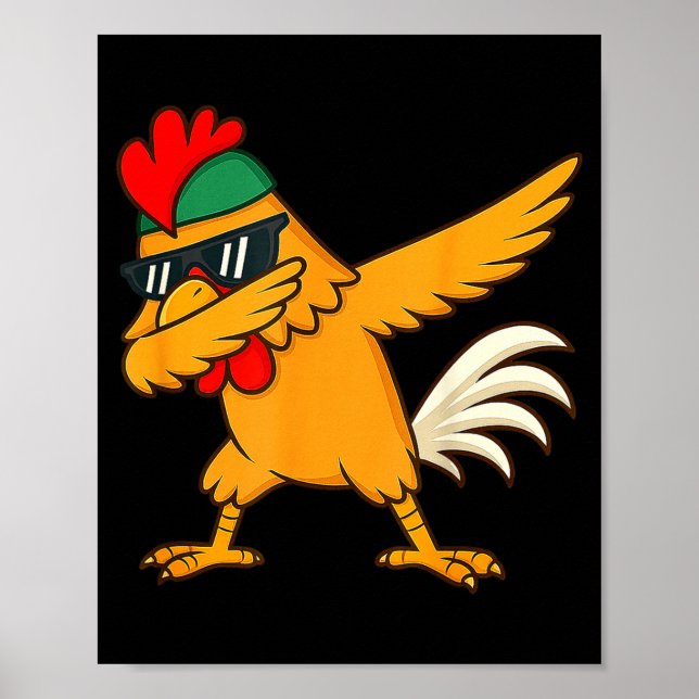 Poster Chicken Dab Meme Animal Dance Funny For Men Women  (Frente)