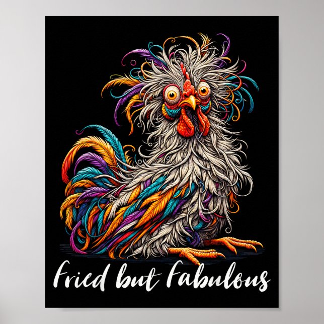 Poster Chicken Funny Fried But Fabulous Graphic Women Chi (Frente)