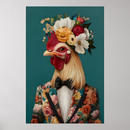 Poster Chicken In Suit Poster, Chicken Portrait, Chicken