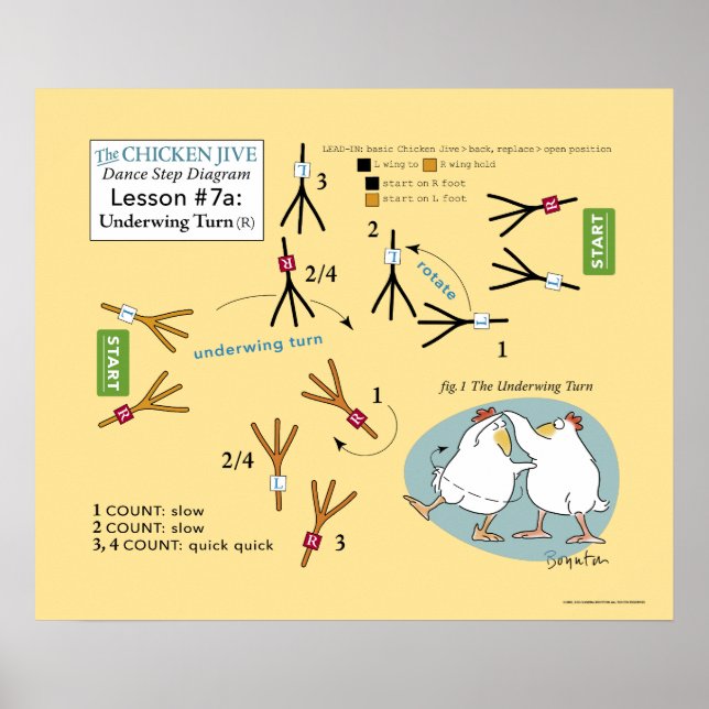 Poster CHICKEN JIVE DANCE STEP DIAGRAM por Sandra Boynton (Frente)