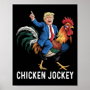 Poster Chicken Jockey Trump Engraçado Meme Surreal Humor