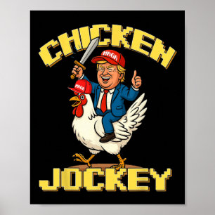 Poster Chicken Jockey Trump Engraçado Memória