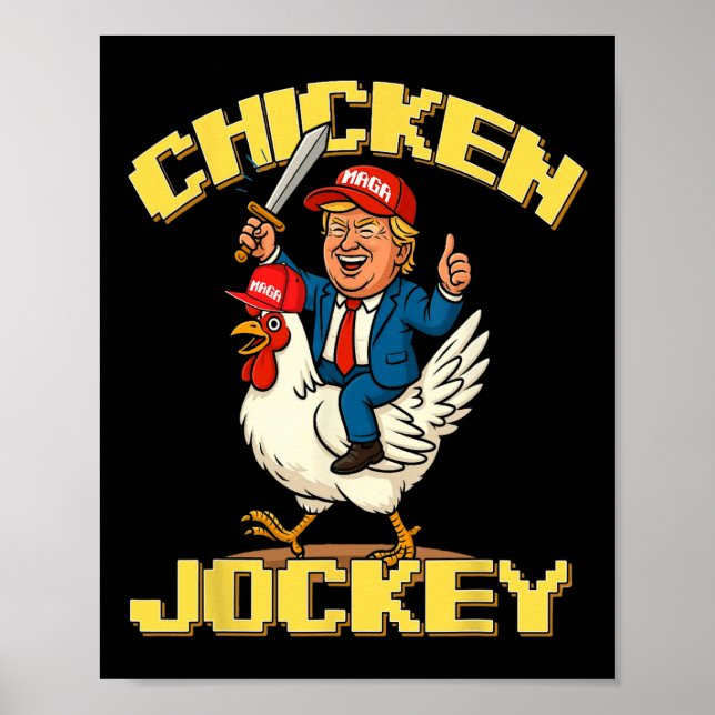 Poster Chicken Jockey Trump Engraçado Memória (Frente)
