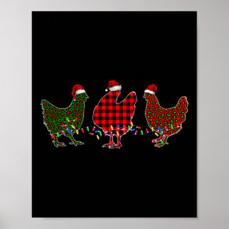 Poster Chicken Merry Christmas Red Green Leopard Plaid Xm