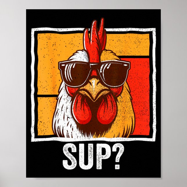 Poster Chicken Sungles Animal Farm Funny For Farmer Men W (Frente)