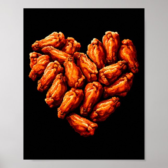 Poster Chicken Wings Are My Valentine Heart Funny Valenti (Frente)