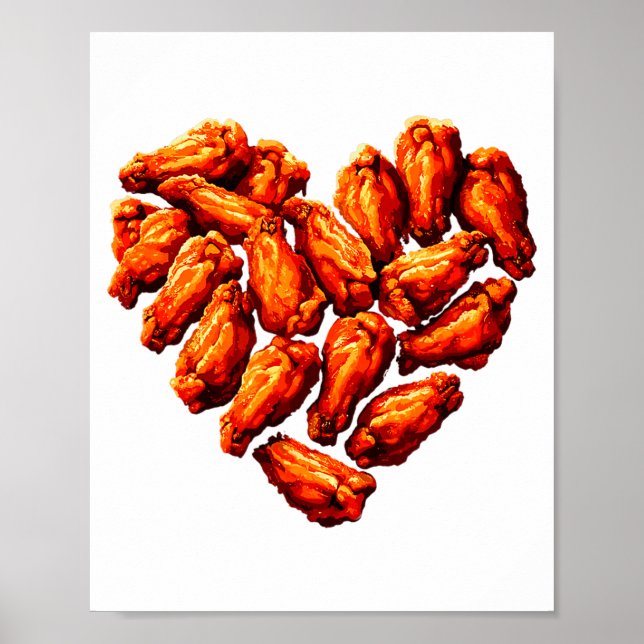 Poster Chicken Wings Are My Valentine Heart Funny Valenti (Frente)