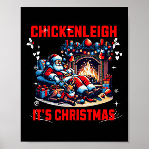 Poster Chickenleigh É Natal Engraçado Tee Xmas