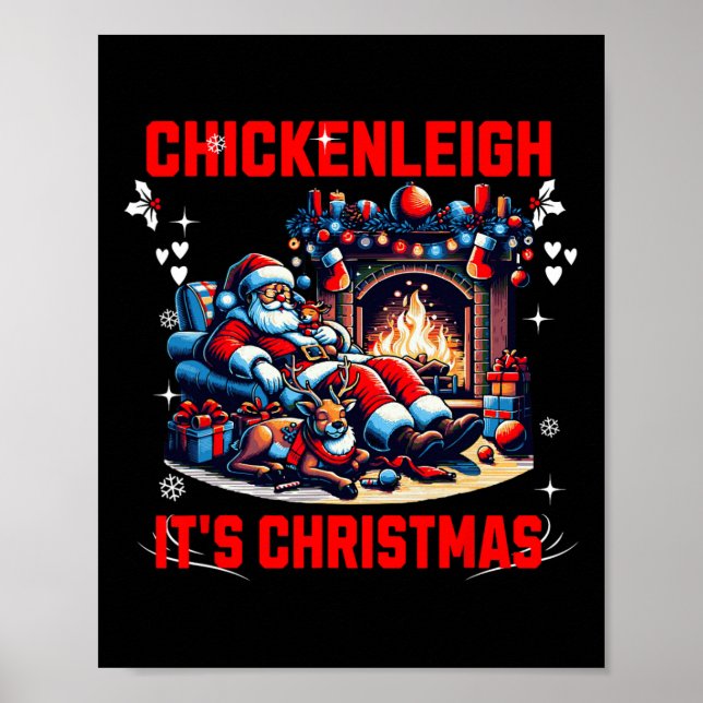 Poster Chickenleigh É Natal Engraçado Tee Xmas (Frente)