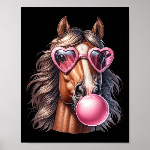 Poster Chiclete De Bolha De Cavalo Retroativo Com Cavalo 