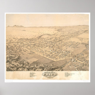 Pôster Chico, CA. Mapa Panorâmico 1871 (0272A)
