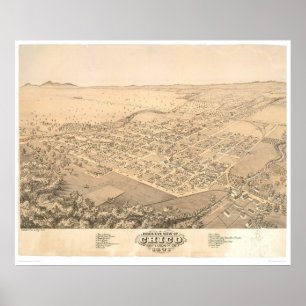 Pôster Chico, mapa panorâmico 1871 do CA (0272A)