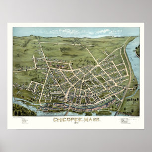 Poster Chicopee, mapa panorâmico das MÃES - 1878