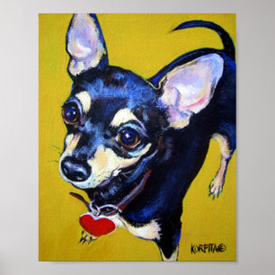 Pôster Chihuahua Bitty pequena - preto e chihuahua de Tan
