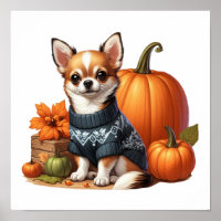 Chihuahua bonitinho em Suéter com Pumpkins