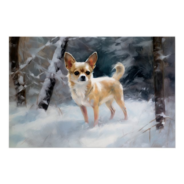Pôster Chihuahua Deixe Nevar Natal (Frente)