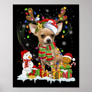 Poster Chihuahua Divertido Natal Cachorro Feio Chapéu de