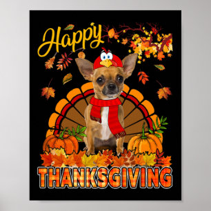 Poster Chihuahua do Dia de Ação de Graças Vestindo Fantas