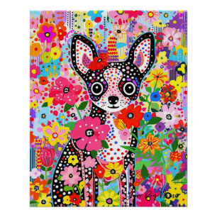 Pôster Chihuahua Dog and Flowers 001 - Tailor jewel