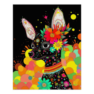 Pôster Chihuahua Dog and Flowers 004 - Tailor jewel