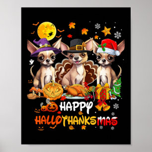 Poster Chihuahua Dog Feliz Dia das Bruxas Feliz de Ação d