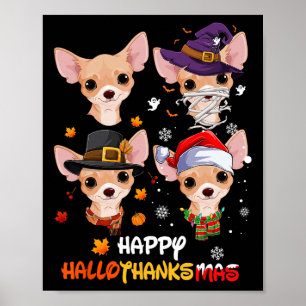 Poster Chihuahua Dog Hallothanksmas Halloween Obrigado