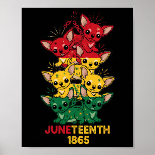 Poster Chihuahua engraçado Bandeira Pan-Africana Juneteen