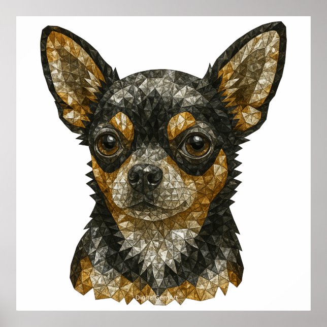 Poster Chihuahua Gemstone Mosaico Art (Frente)