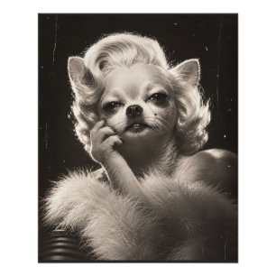 Pôster Chihuahua Glamourosa em um Retrato Vintage de Holl