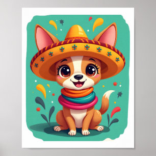Poster Chihuahua México Cinco de Mayo Cachorro Engraçado 