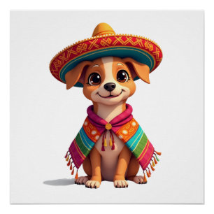 Pôster Chihuahua México Cinco de Mayo Cachorro Engraçado