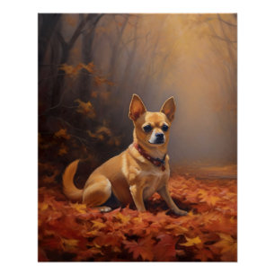 Pôster Chihuahua nas Folhas de Outono Caem Inspiração