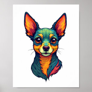 Poster Chihuahua Pintura Abstrata Cor Cachorro Fofo (4