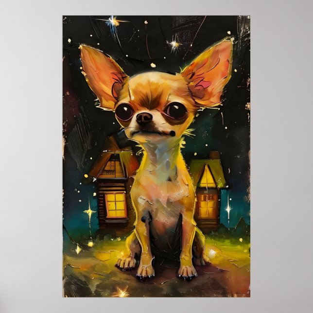 Poster Chihuahua Puppy em uma casa confortável (Frente)