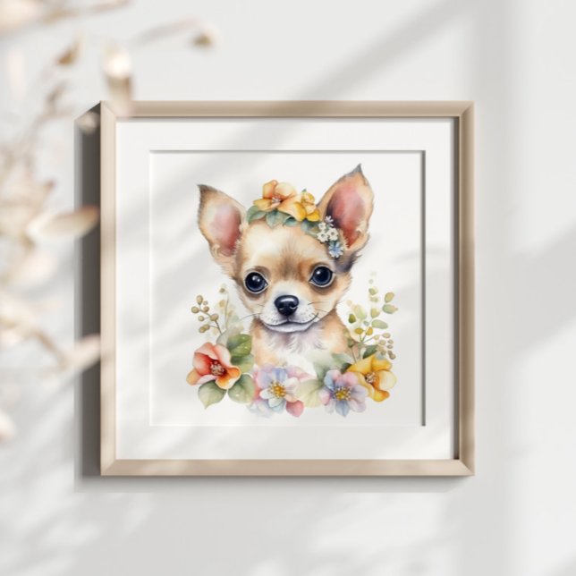 Poster Chihuahua Puppy Pet Watercolor (Criador carregado)