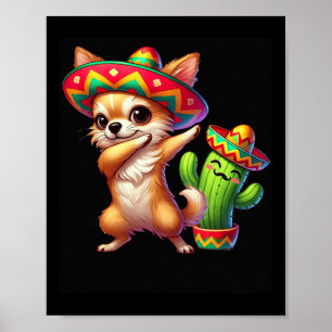 Poster Chihuahua Sombrero Cinco De Mayo Mexicano Cactus K