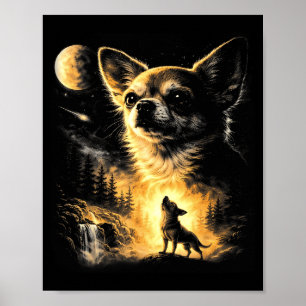 Poster Chihuahua uivando para a lua engraçado peguei aque