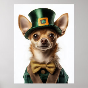 Poster Chihuahua vestiu Rua de Leprechaun. Dia de Patrick